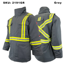 Load image into Gallery viewer, Fire Resistant Insulated Parka - Atlas - Grey - Front and Back