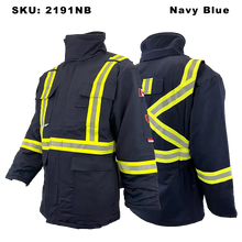 Load image into Gallery viewer, Fire Resistant Insulated Parka - Atlas - Navy - Front and Back