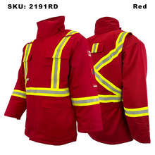 Load image into Gallery viewer, Fire Resistant Insulated Parka - Atlas - Red - Front and Back