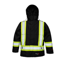 Load image into Gallery viewer, Viking Journeyman Rain Jacket - Hi Vis Reflectors - Black - Front