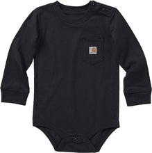 Load image into Gallery viewer, Kids Long Sleeve Body Suit - Carhartt - Pocket - Black