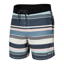 Load image into Gallery viewer, Mens Betawave Boardshort - SAXX - 7 inch inseam - horizontal blue and white line pattern
