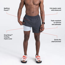 Load image into Gallery viewer, Go Coastal 2 in 1 Volleyball Shorts - SAXX - 7 inch inseam - Black - Info