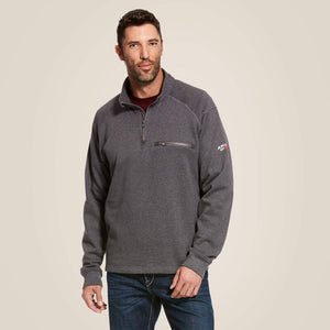 Mens 1/4 Zip Fire Resistant Sweater - Ariat - Grey - Front