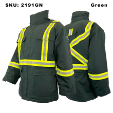 Load image into Gallery viewer, Fire Resistant Insulated Parka - Atlas - Green - Front and Back
