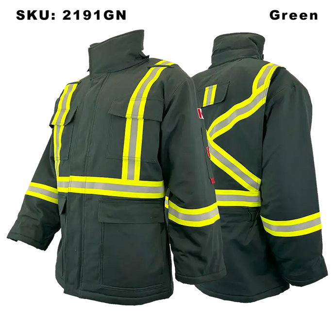Fire Resistant Insulated Parka - Atlas - Green - Front and Back
