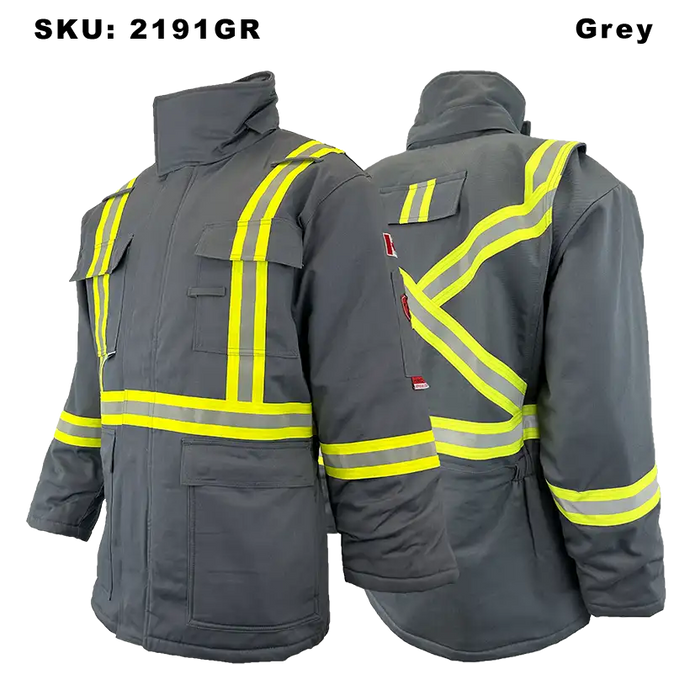 Fire Resistant Insulated Parka - Atlas - Grey - Front and Back