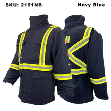 Load image into Gallery viewer, Fire Resistant Insulated Parka - Atlas - Navy - Front and Back
