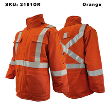Load image into Gallery viewer, Fire Resistant Insulated Parka - Atlas - Orange - Front and Back
