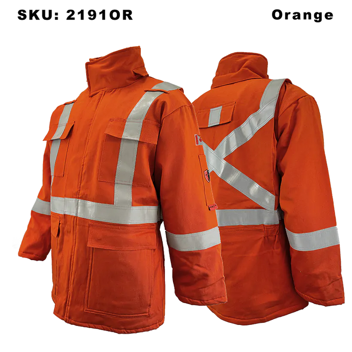 Fire Resistant Insulated Parka - Atlas - Orange - Front and Back
