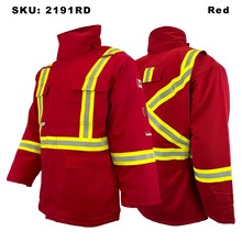 Load image into Gallery viewer, Fire Resistant Insulated Parka - Atlas - Red - Front and Back
