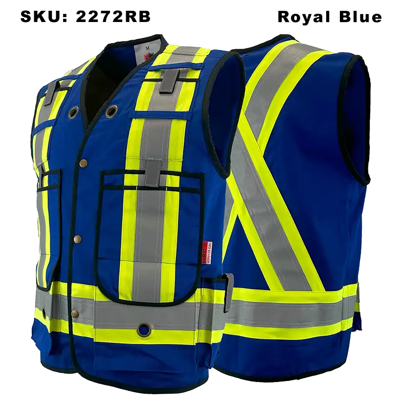 Mens Fire Resistant Surveyor Vest - Atlas - AR Protection - Royal Blue