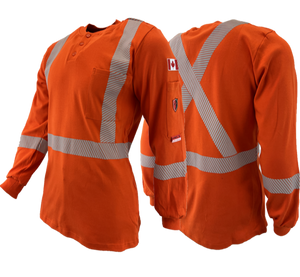 Fire Resistant Striped Henley Shirt - Atlas 403 - Orange