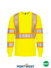 Load image into Gallery viewer, Hi-Vis Contrast Striped Long Sleeve T-Shirt - CA111
