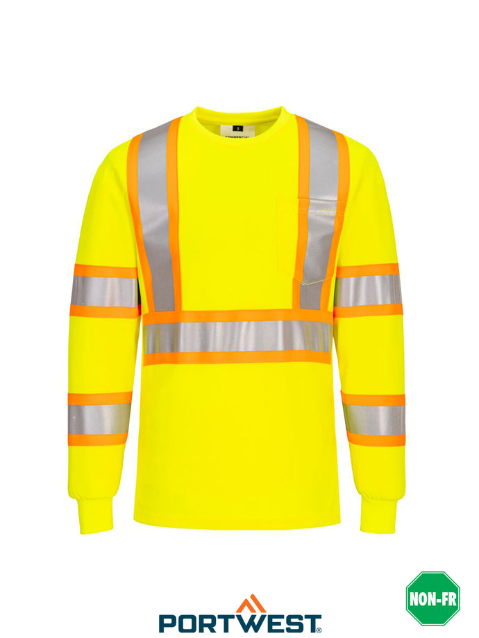 Hi-Vis Contrast Striped Long Sleeve T-Shirt - CA111