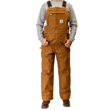 Load image into Gallery viewer, Mens Duck Bib Overalls with Zipper Pocket - Carhartt - 102776 - Brown
