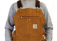 Load image into Gallery viewer, Mens Duck Bib Overalls with Zipper Pocket - Carhartt - 102776 - Brown - Close up
