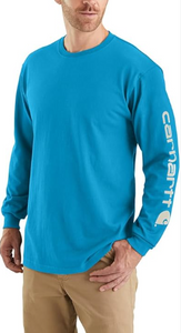 Mens Loose Fit Long Sleeve - Carhartt - Logo Sleeve - Atomic Blue