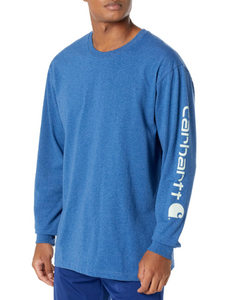 Mens Long Sleeve Loose Fit Shirt - Carhartt - Sleeve Logo - Blue