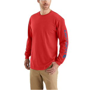 Mens Loose Fit Long Sleeve - Carhartt - Logo Sleeve - Fire Red