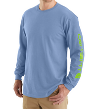 Load image into Gallery viewer, Mens Loose Fit Long Sleeve - Carhartt - Logo Sleeve - Sky Stone
