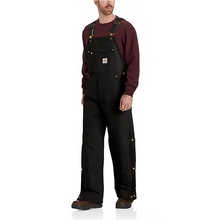 Load image into Gallery viewer, Loose Fit Firm Duck Insulated Bib Overall - Carhartt - Black
