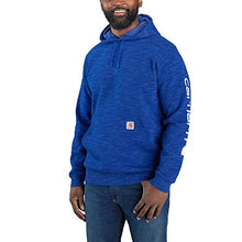 Load image into Gallery viewer, Clearance - Mens Loose Fit Midweight Hoodie - Carhartt - Logo Sleeve - Blue/Cream
