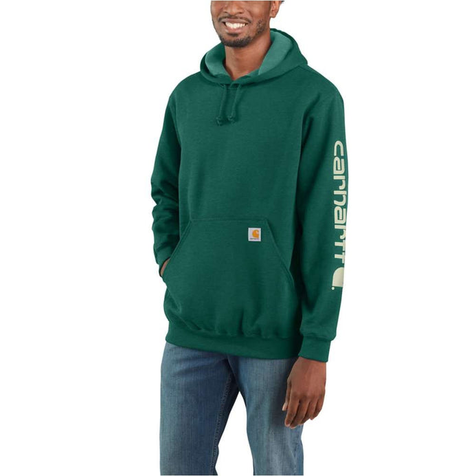 Clearance - Mens Loose Fit Midweight Hoodie - Carhartt - Logo Sleeve - North Woods