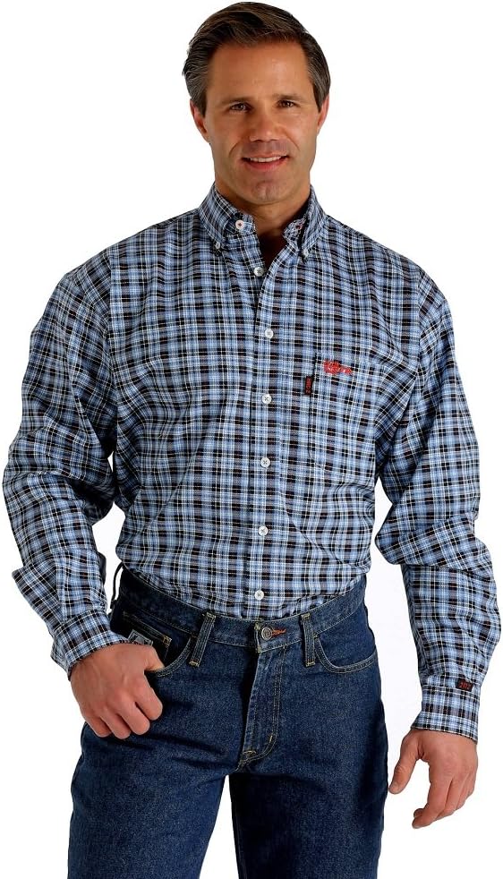 Mens Fire Resistant Plaid Shirt - Cinch - Blue Plaid