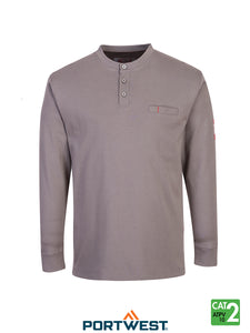 Bizflame Antistatic Henley Grey Front