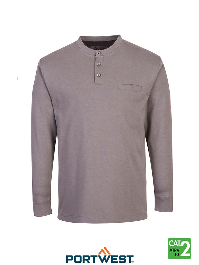 Bizflame Antistatic Henley Grey Front