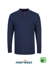 Load image into Gallery viewer, Bizflame Antistatic Henley Navy Front
