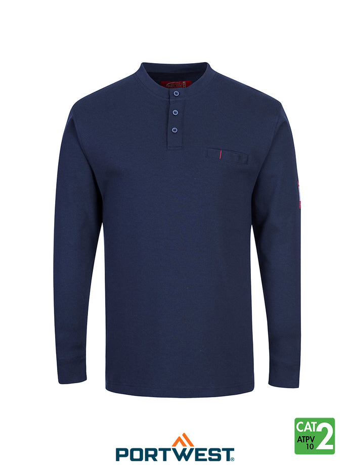 Bizflame Antistatic Henley Navy Front