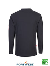 Load image into Gallery viewer, Bizflame Antistatic Henley Navy Back
