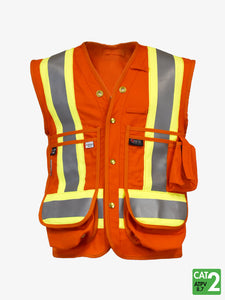 High Visibility Flame Resistant Surveyor Vest - IFR - Orange