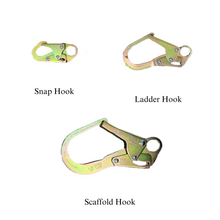 Load image into Gallery viewer, Hook Connector Types - Snap Hook - Ladder Hook - Scaffold Hook
