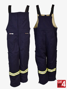 Ultrasoft Flame Resistant Insulated Bib - Navy - Front and Back