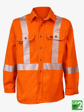 Load image into Gallery viewer, Insulated Ultrasoft High Visibility Fire Resistant Deluxe Segmented Orange Work Shirt - IFR
