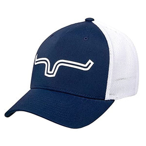 Mens Double Trac Trucker Hat - Kimes - 110 Style - White and Navy