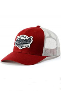 Mens Trucker Hat Flex Fit - Miller Cinch - Red and White