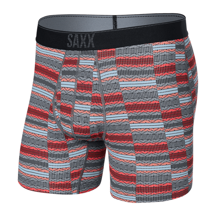 Mens Quest Mesh Boxer Brief - SAXX - Asher Stripe Red