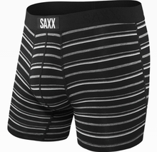 Load image into Gallery viewer, Mens Vibe Super Soft Boxer Brief - SAXX - Black Coast Stripe - Front
