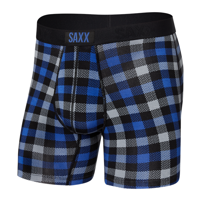 Mens Vibe Super Soft Boxer Brief - SAXX - Blue Flannel