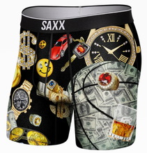 Load image into Gallery viewer, Mens Volt Breathable Mesh Boxer Brief - SAXX - Money Baller Black - Front

