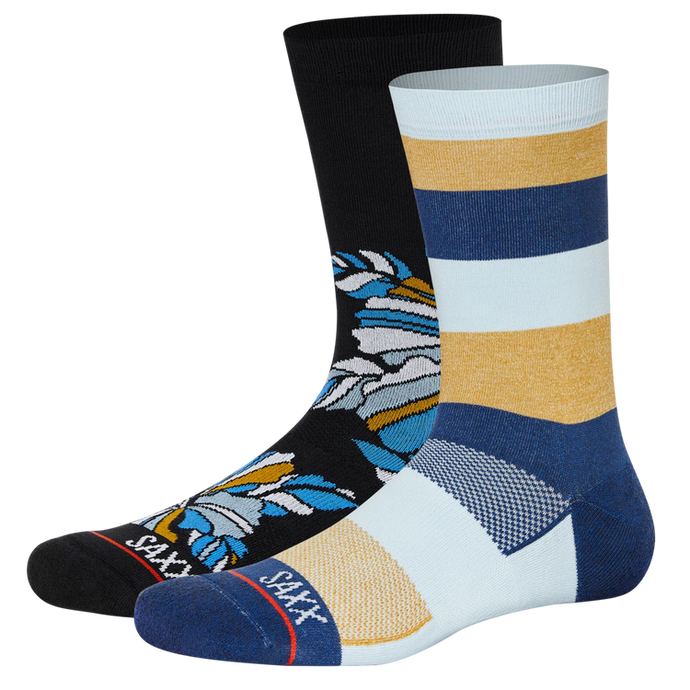 Mens 2 pack of crew socks - SAXX - Flower Pop/Harvest Indigo