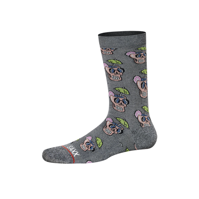 Mens Crew Socks - SAXX - Drunken Skull Grey