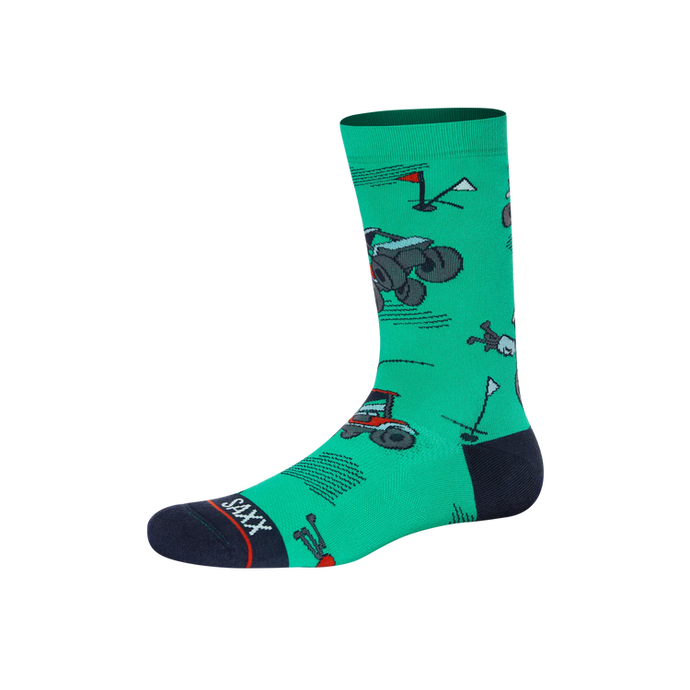 Mens Crew Socks - SAXX - Off Course Carts Green