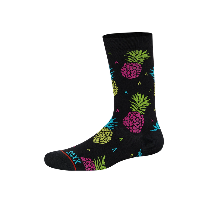 Mens Crew Socks - SAXX - Pineapple Flip Black