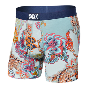 Mens Ultra Super Soft Boxer Brief - SAXX - flower pattern