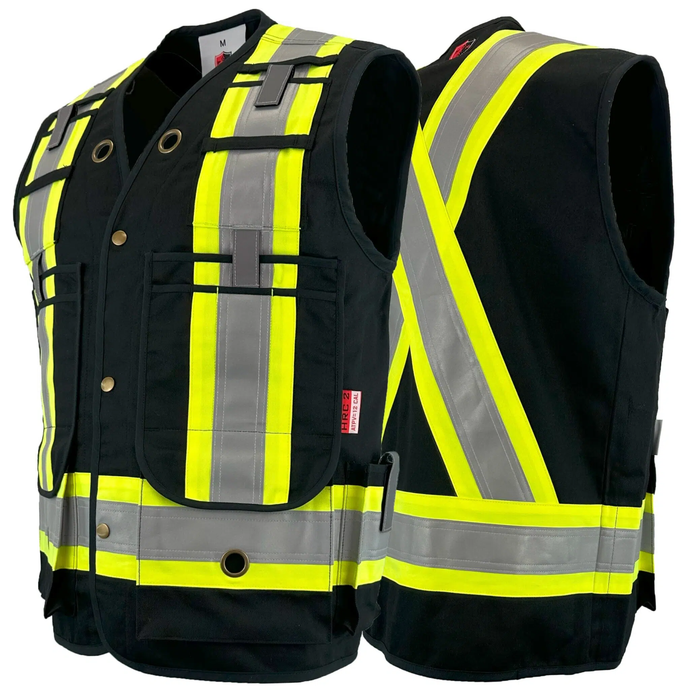 Mens Fire Resistant Surveyor Vest - Atlas - AR Protection - Black